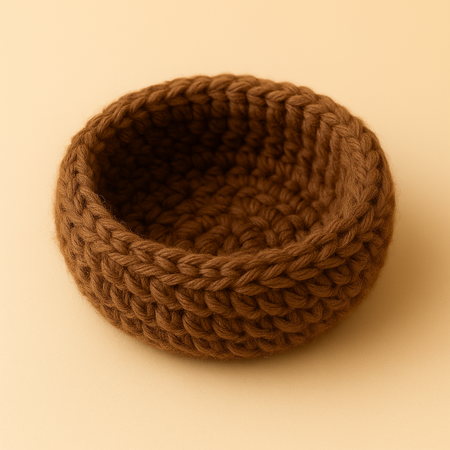 Handmade brown Formation Nest for story-based play and character formation.
