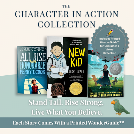 Virtue-rich book trio for character education — Wonder & Wisdom™ bundle with printed WonderGuide™ included.