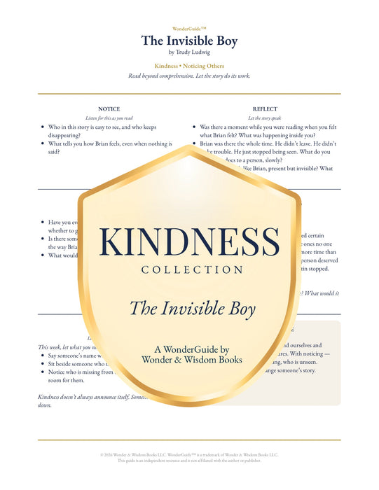 The Invisible Boy WonderGuide — Kindness Collection — Catholic homeschool and classroom guided reading experience by Wonder & Wisdom Books