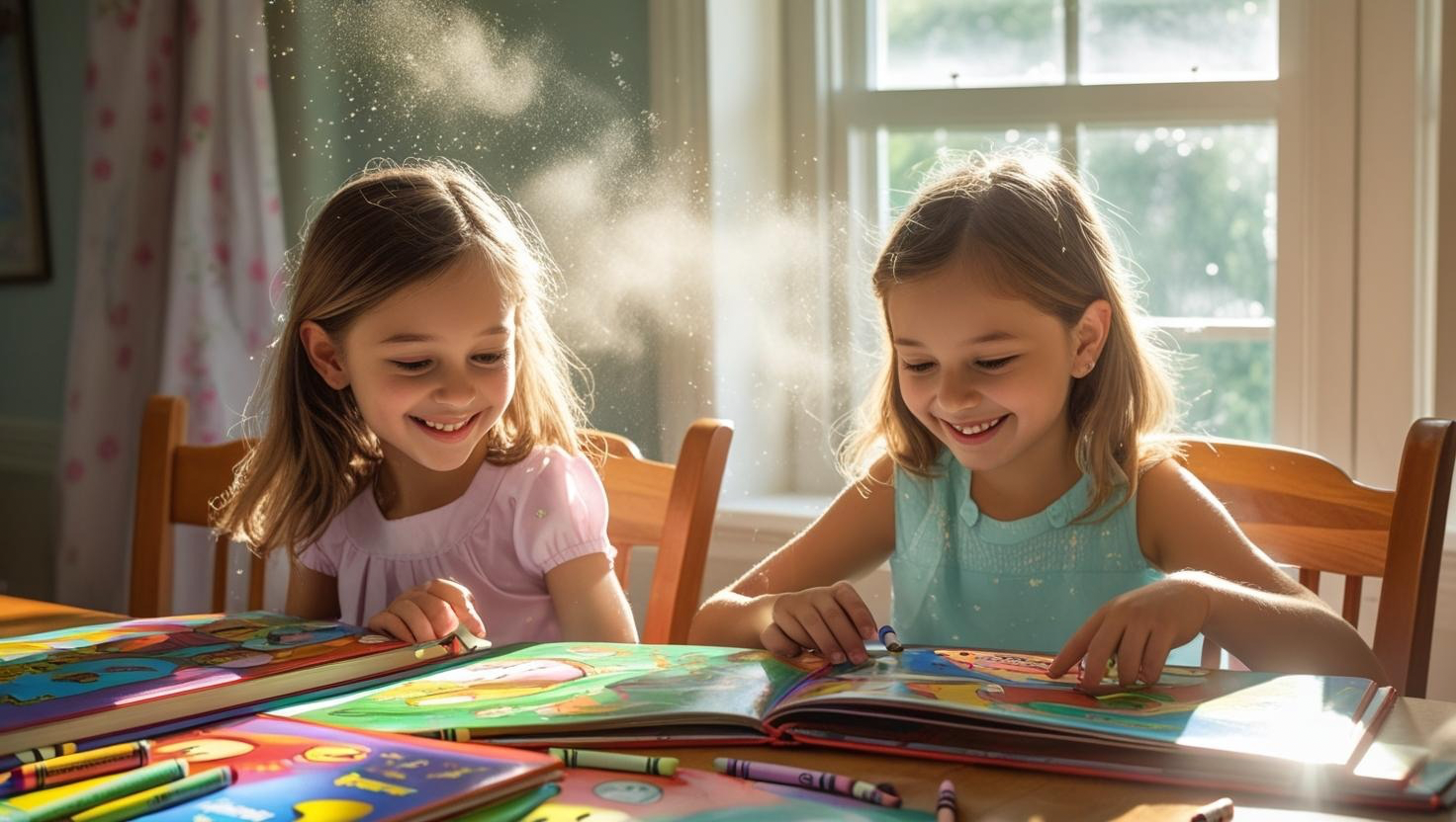 Two children reading together, illustrating meaningful reading through WonderGuide story-based formation