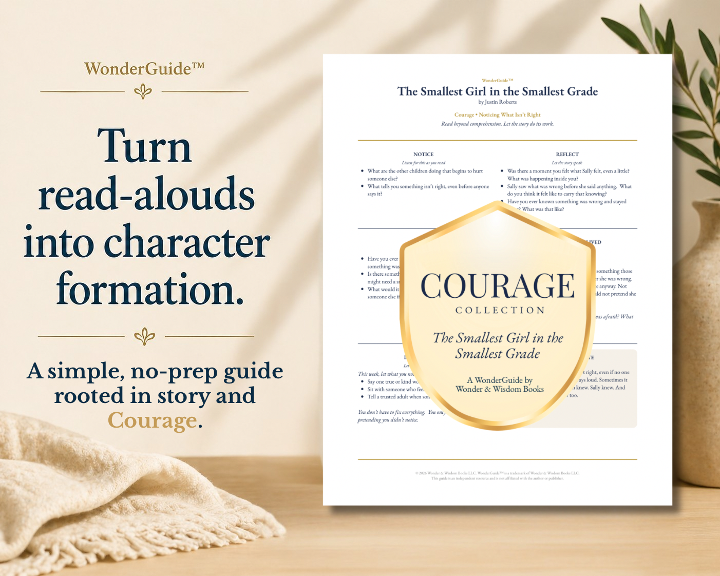 WonderGuide for The Smallest Girl in the Smallest Grade — turn read-alouds into character formation